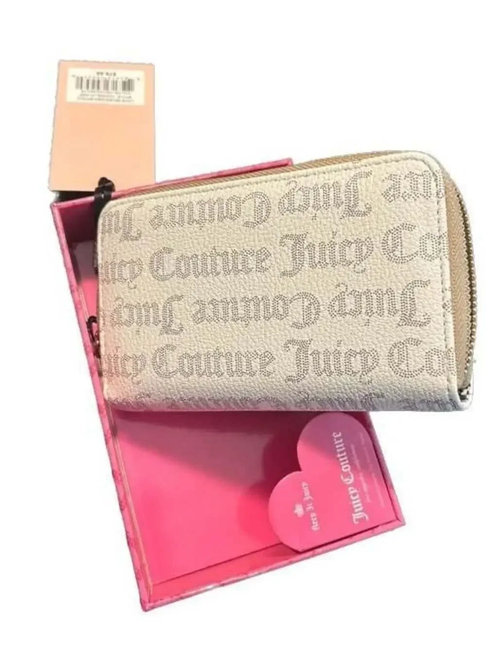 Juicy Couture Love Never Dies Bifold Wallet in Pecan/White with Logo Heart